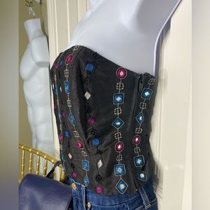 Vintage 90s Ann Taylor bustier petite size 0-2. Beaded, mirrors. No wires.